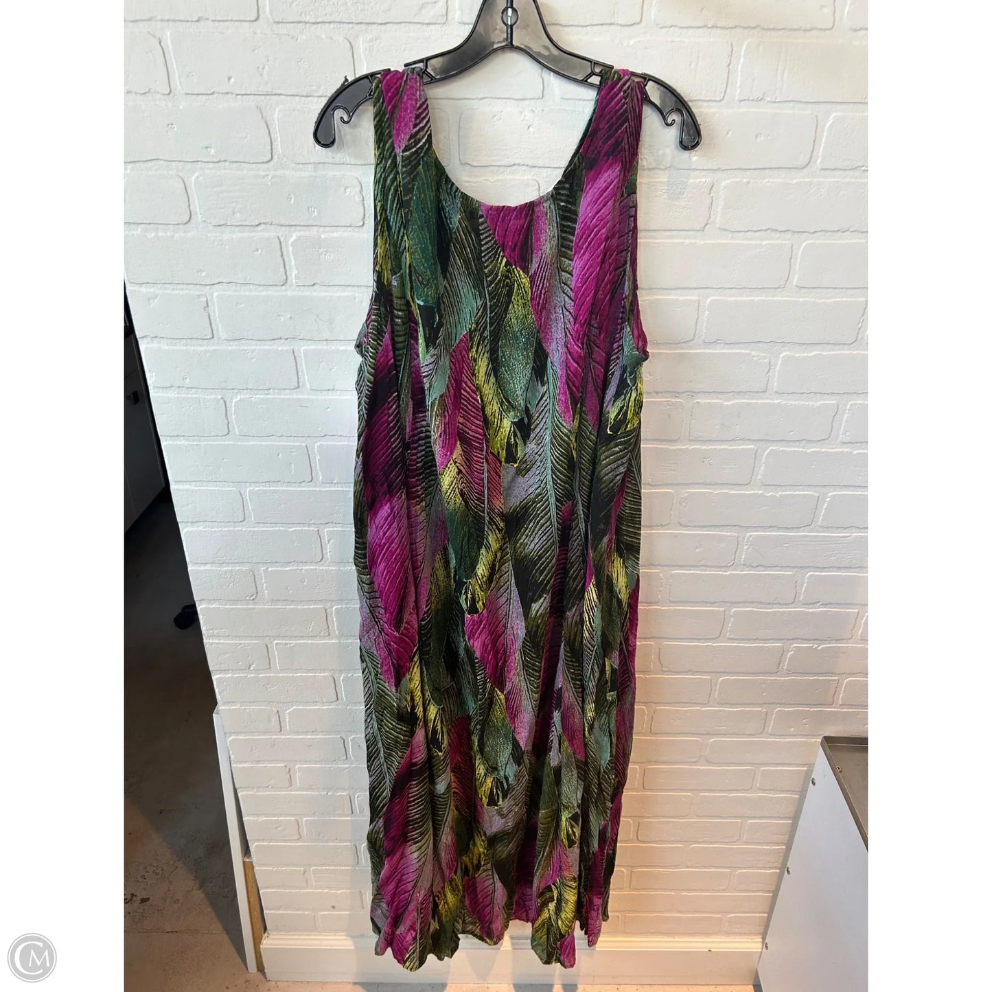 Dress Casual Maxi By Denim 24/7 In Green & Purple, Size: 3x