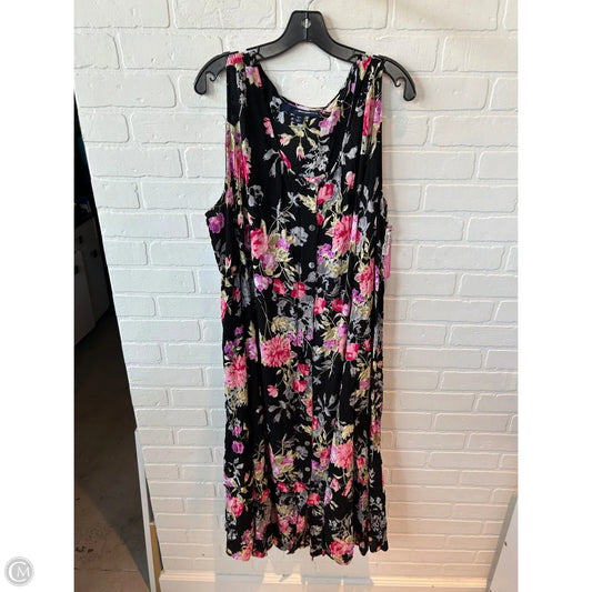 Dress Casual Maxi By Denim 24/7 In Black & Pink, Size: 3x