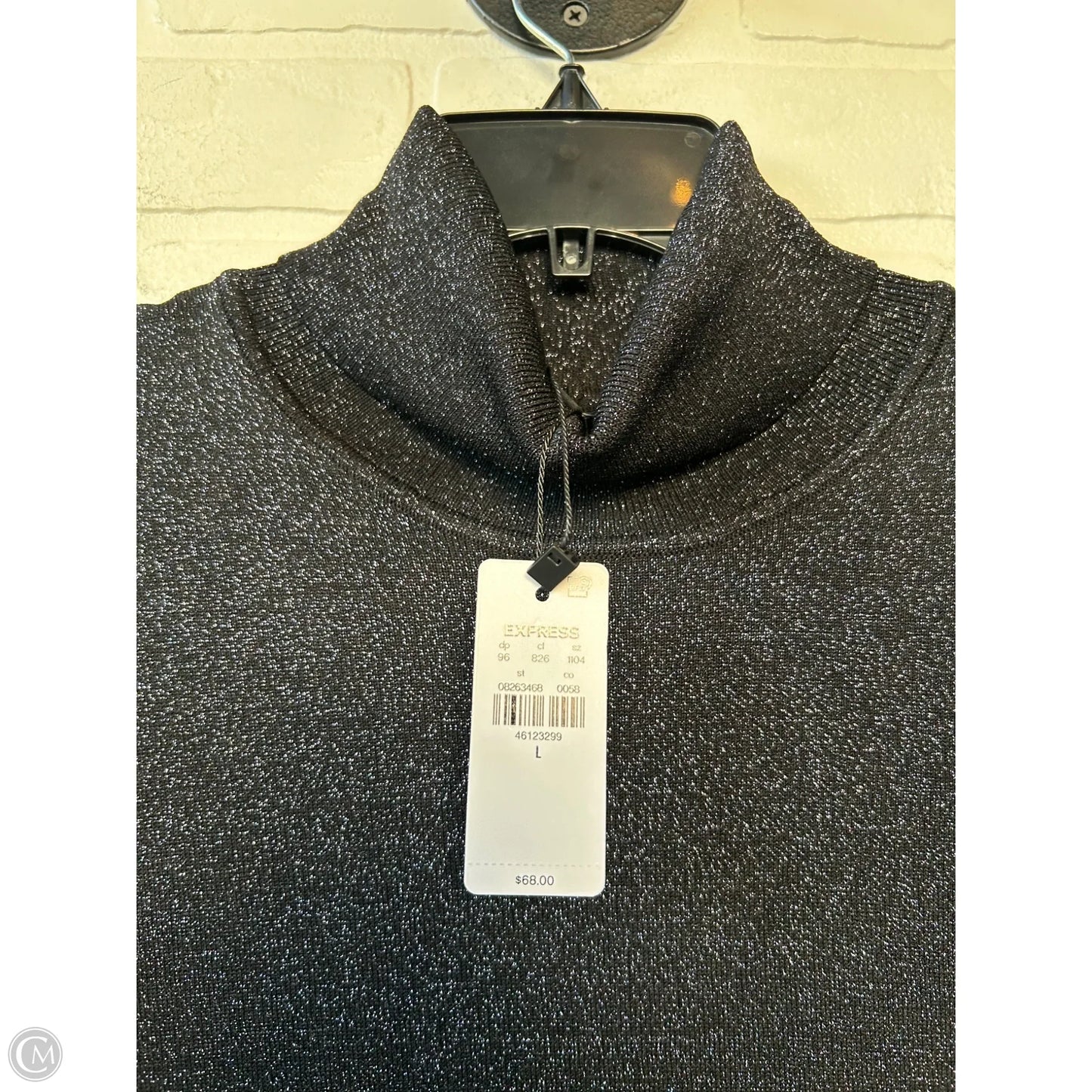 Sweater By Express In Black & Silver, Size: L