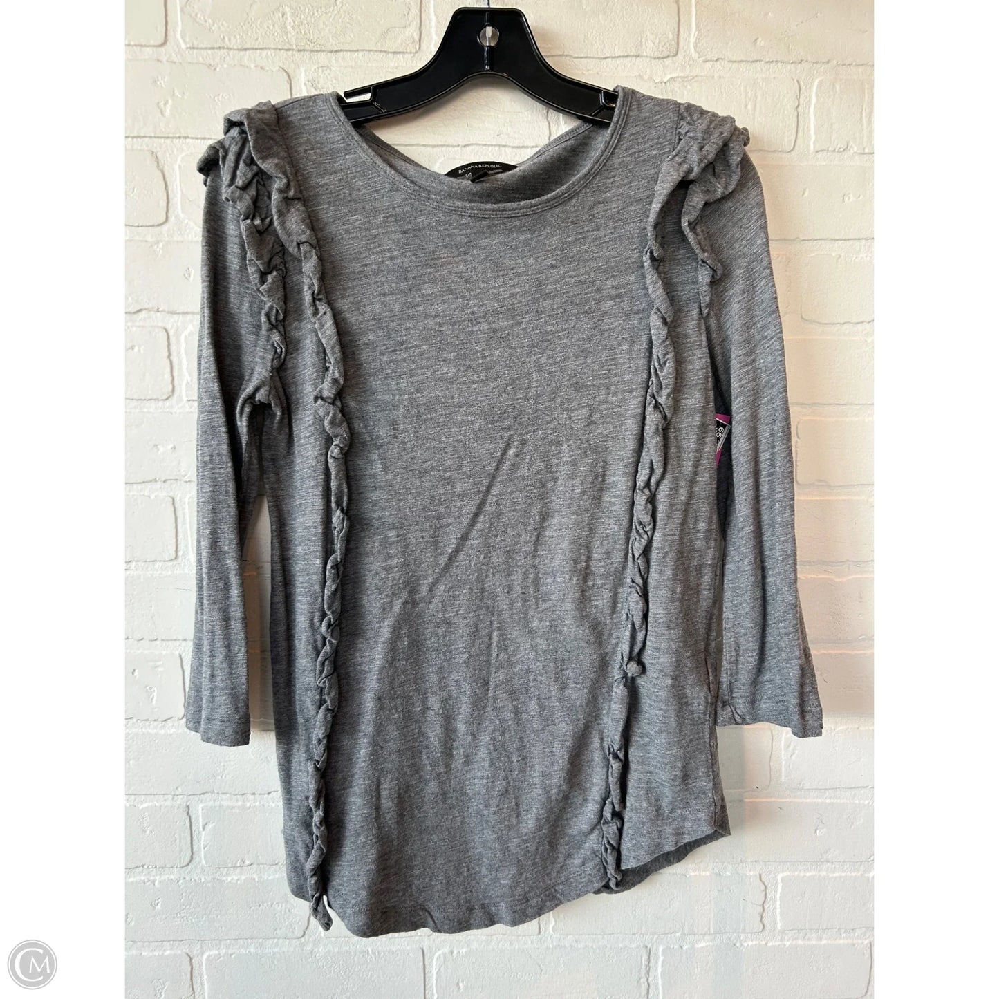 Top 3/4 Sleeve Basic By Banana Republic In Grey, Size: S