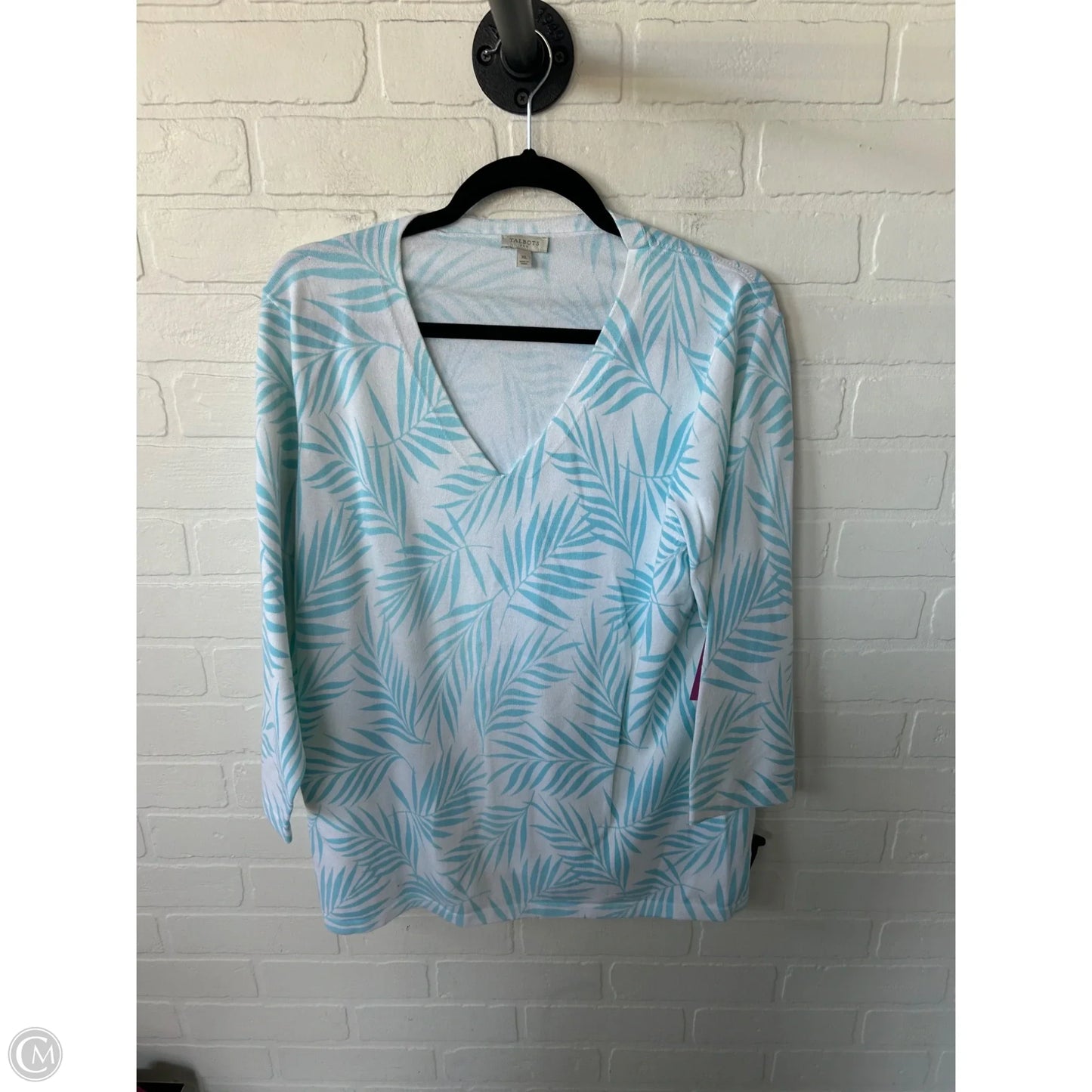 Sweater By Talbots In Blue & White, Size: Xl