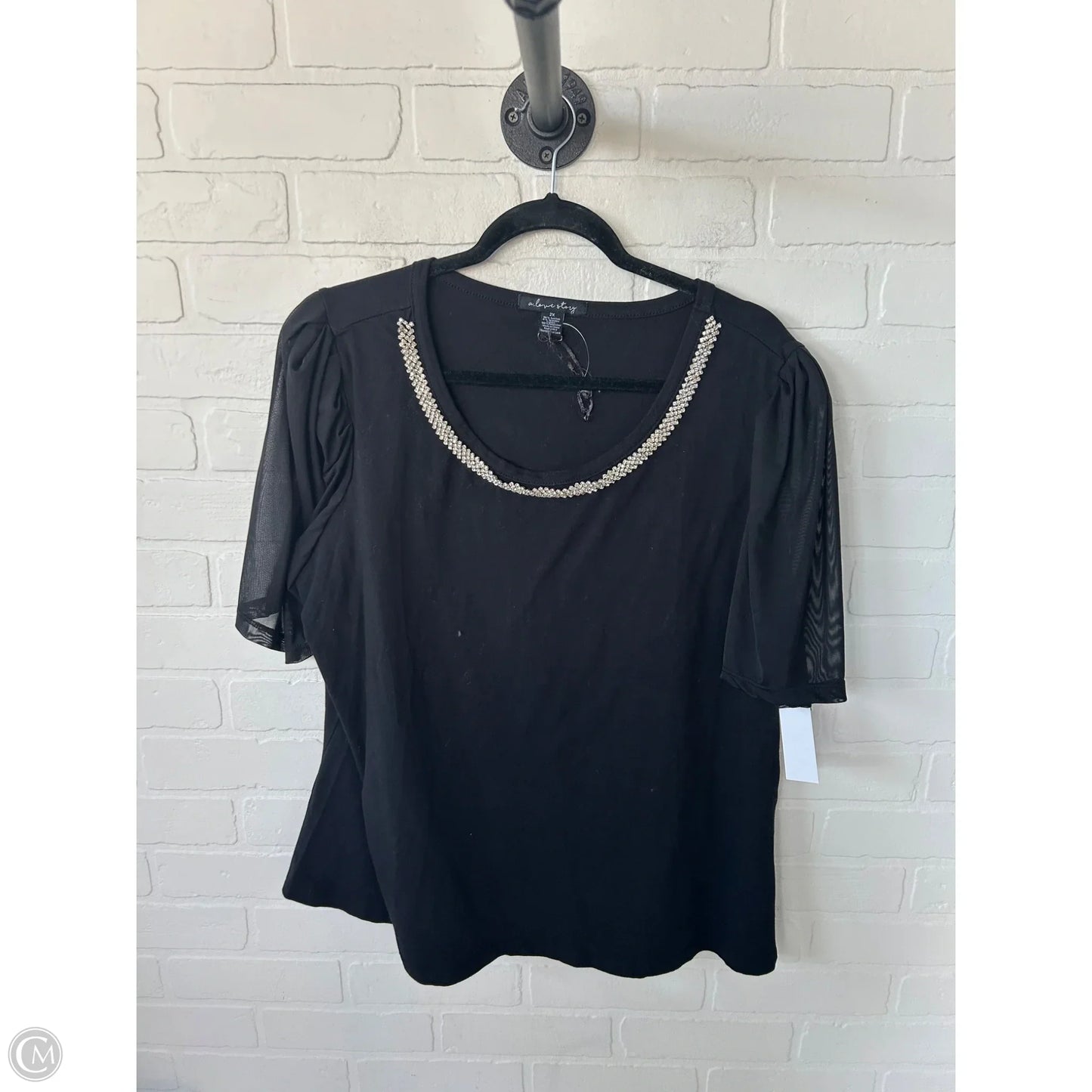 Top Short Sleeve By Clothes Mentor In Black, Size: 2x