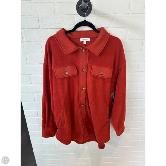 Jacket Shirt By Clothes Mentor In Orange, Size: L