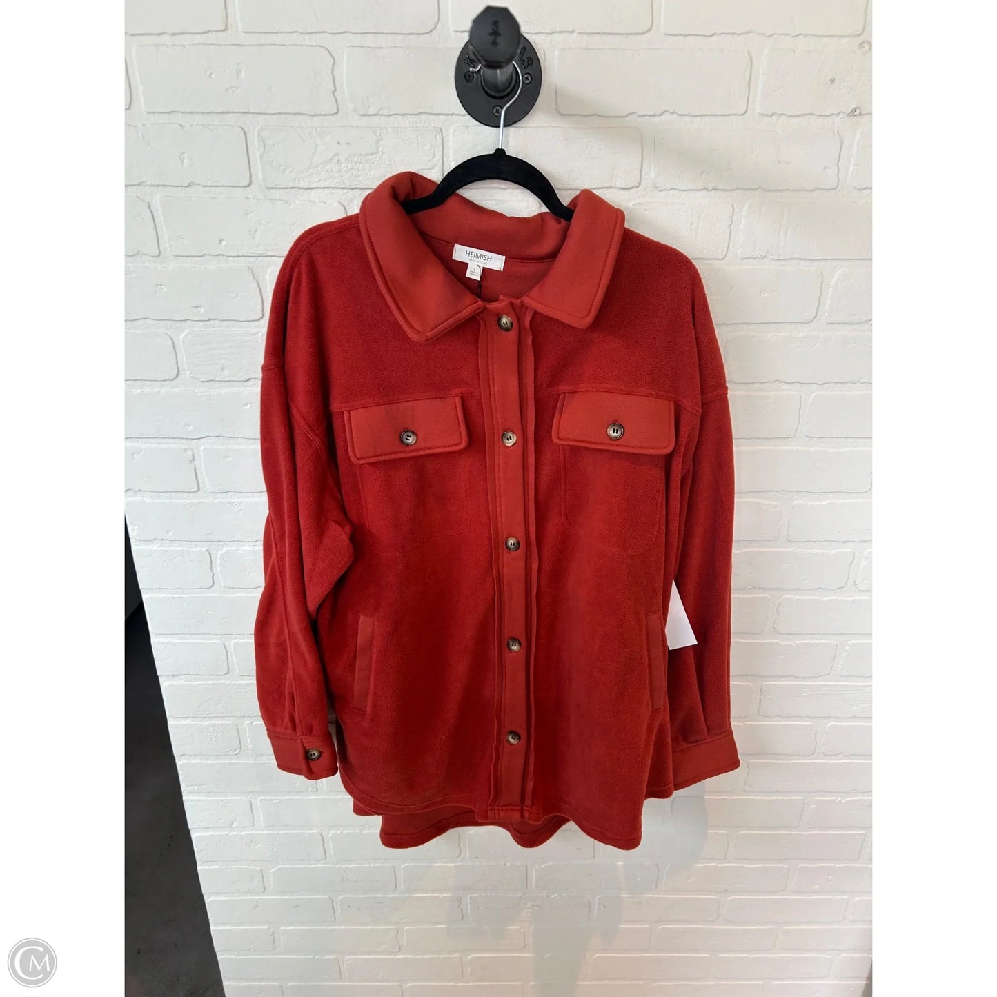 Jacket Shirt By Clothes Mentor In Orange, Size: L