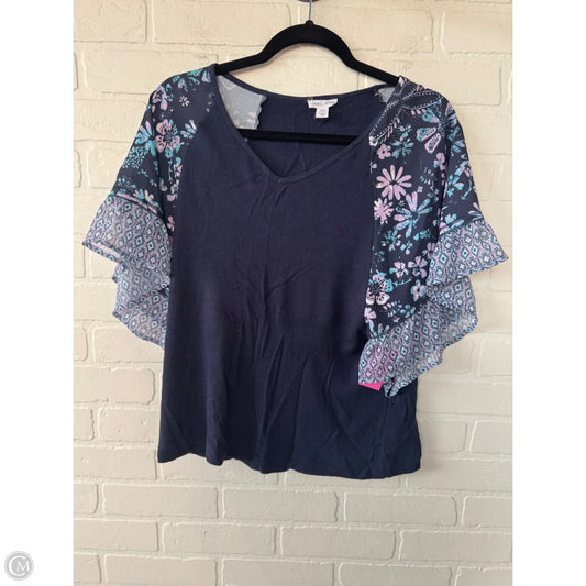 Top Short Sleeve By Tribal In Blue, Size: M