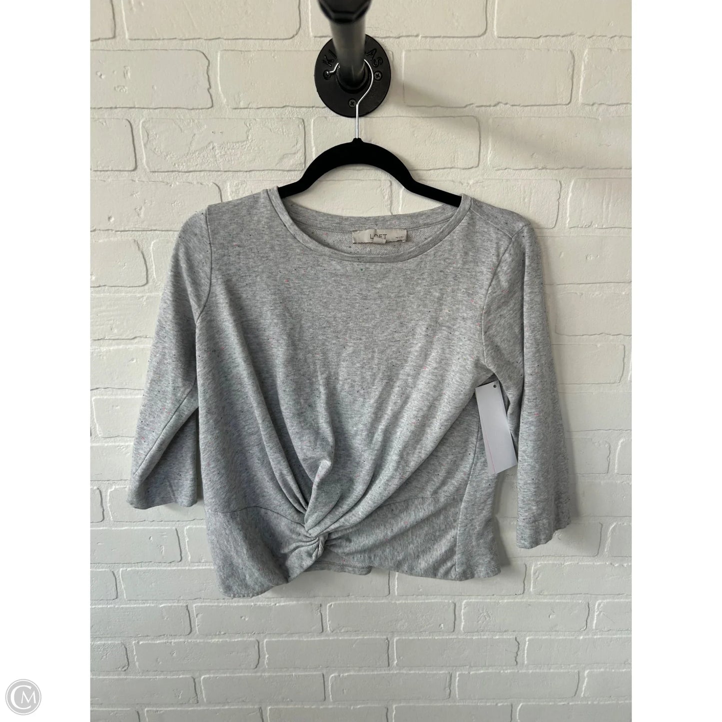 Top 3/4 Sleeve By Loft In Grey & Orange, Size: Sp