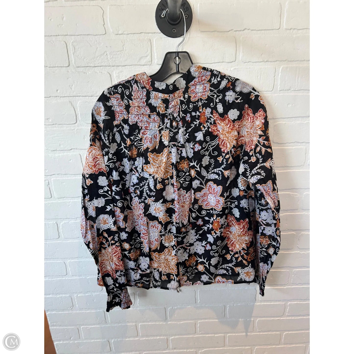 Top Long Sleeve By Saks Fifth Avenue In Black & Orange, Size: Xs