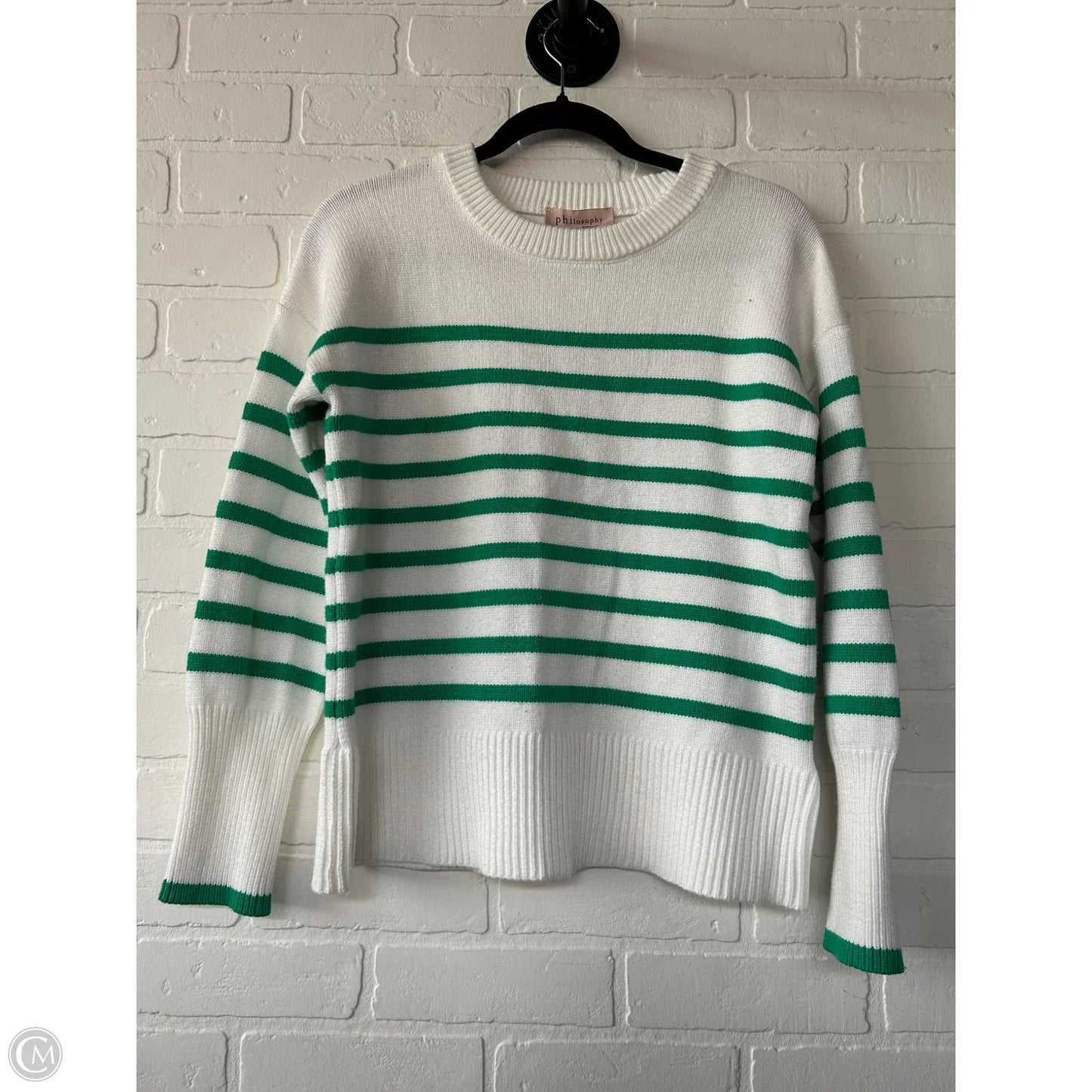 Sweater By Philosophy In Green & White, Size: Xs