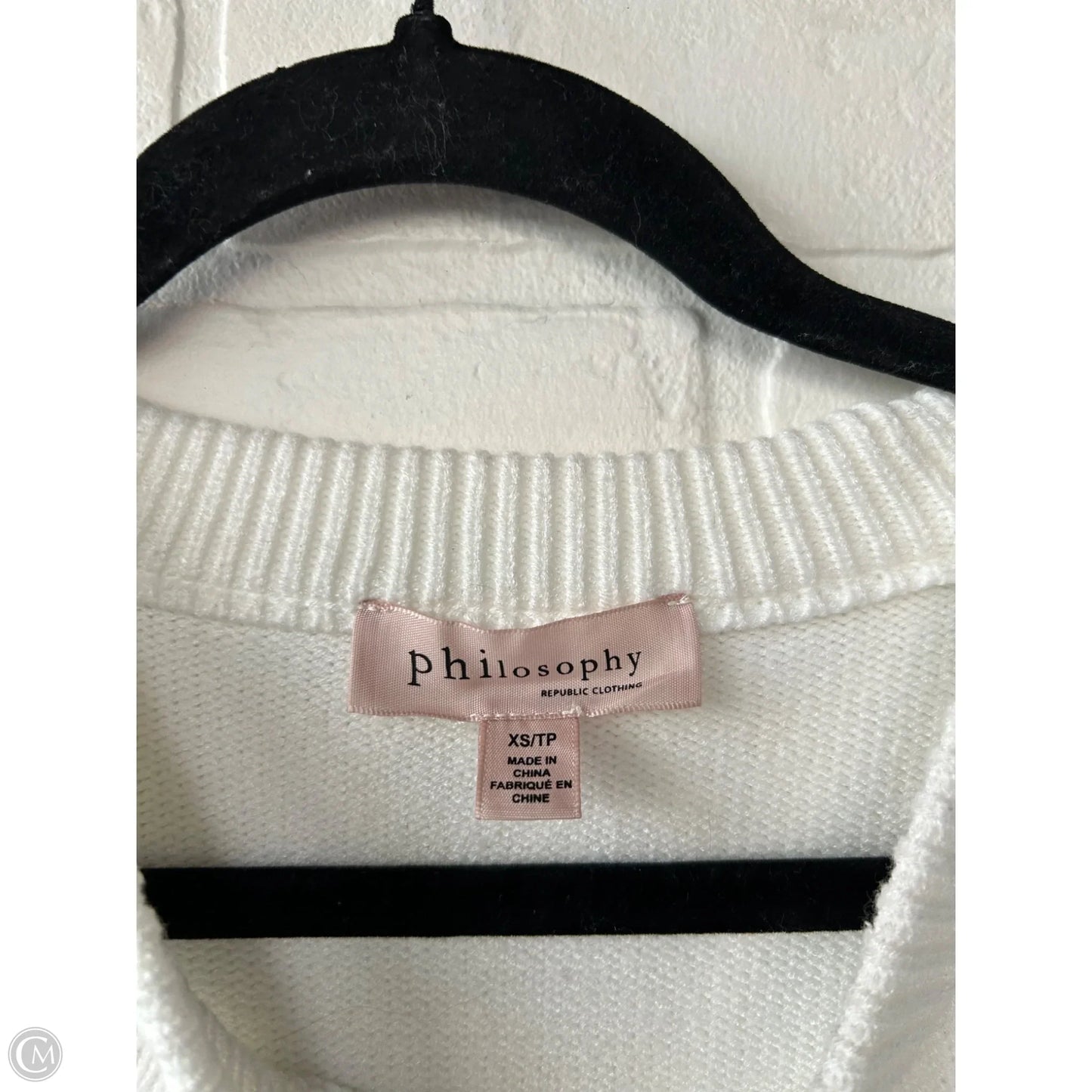 Sweater By Philosophy In Green & White, Size: Xs