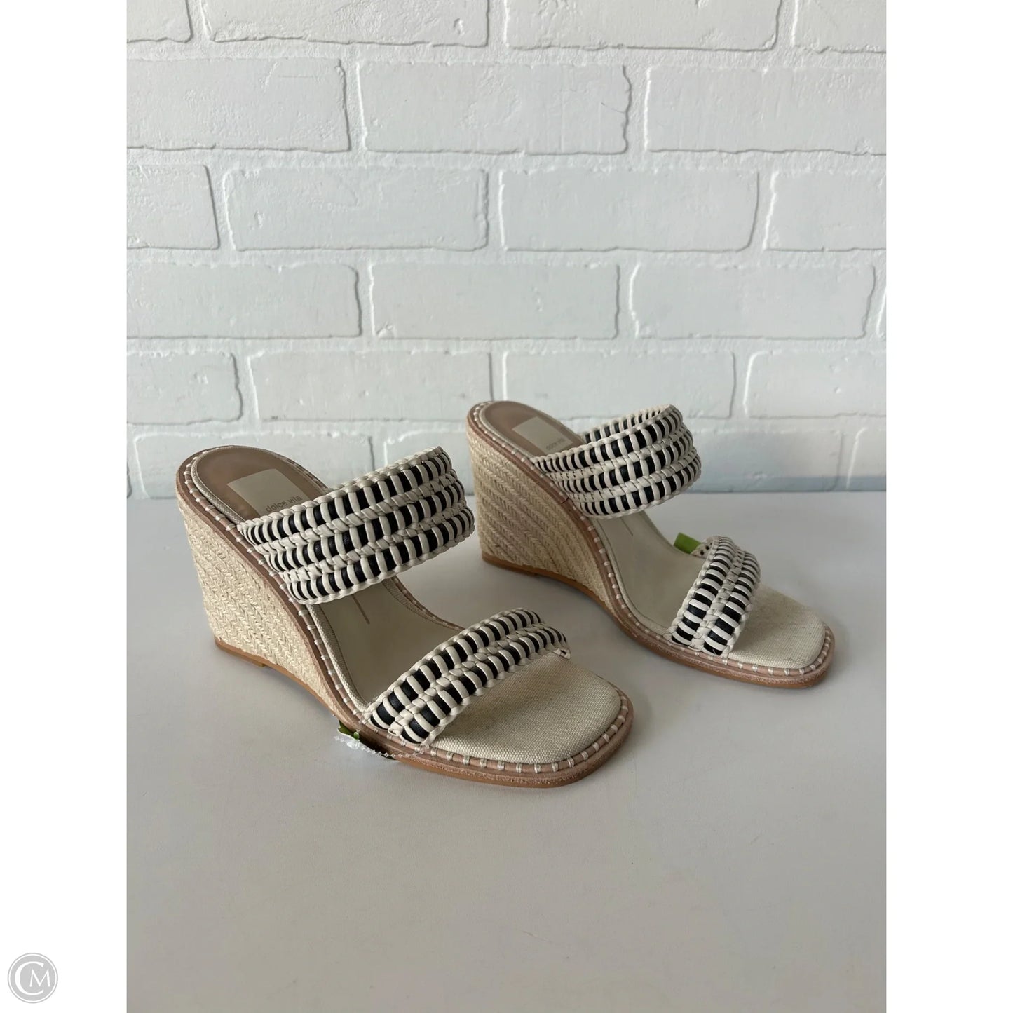 Sandals Heels Wedge By Dolce Vita In Tan & White, Size: 8