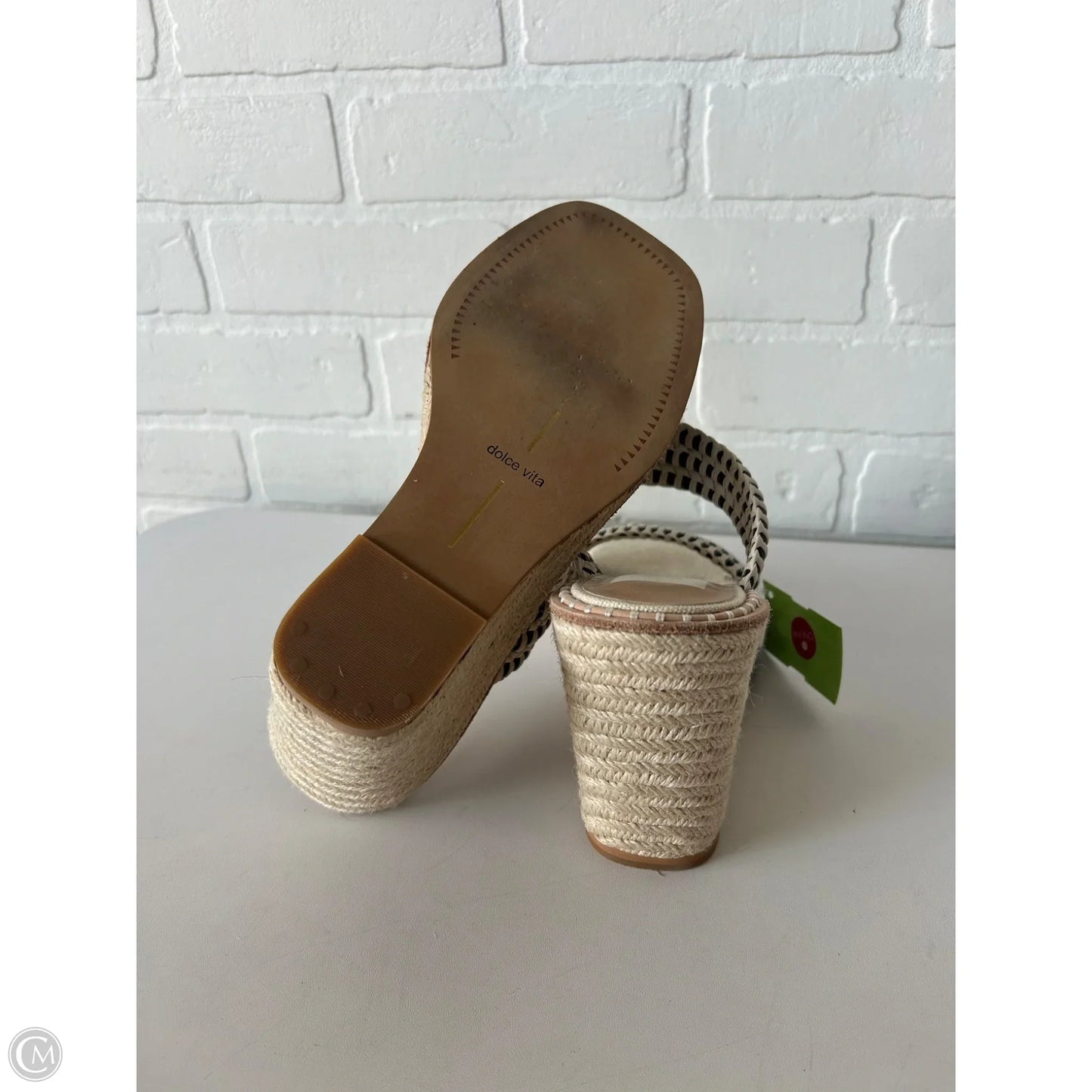 Sandals Heels Wedge By Dolce Vita In Tan & White, Size: 8