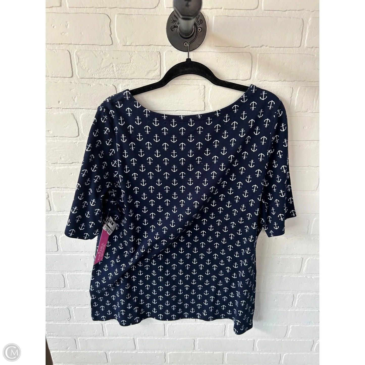 Top Short Sleeve Basic By Charter Club In Blue & White, Size: 2x