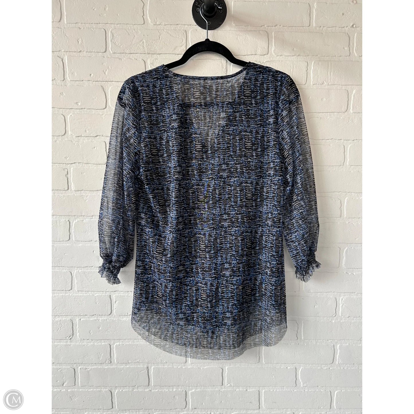 Top Long Sleeve By Anthropologie In Black & Blue, Size: M