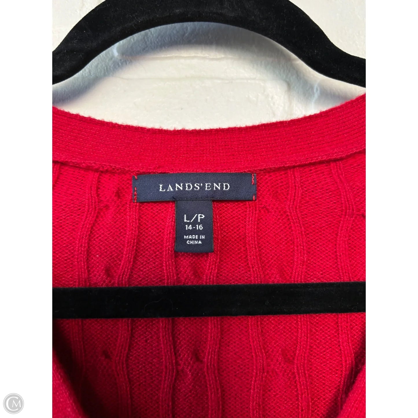 Sweater Cardigan By Lands End In Red, Size: L