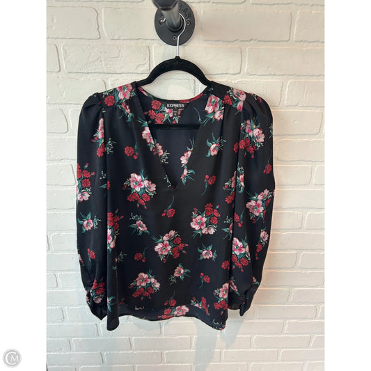 Top Long Sleeve By Express In Black & Pink, Size: M