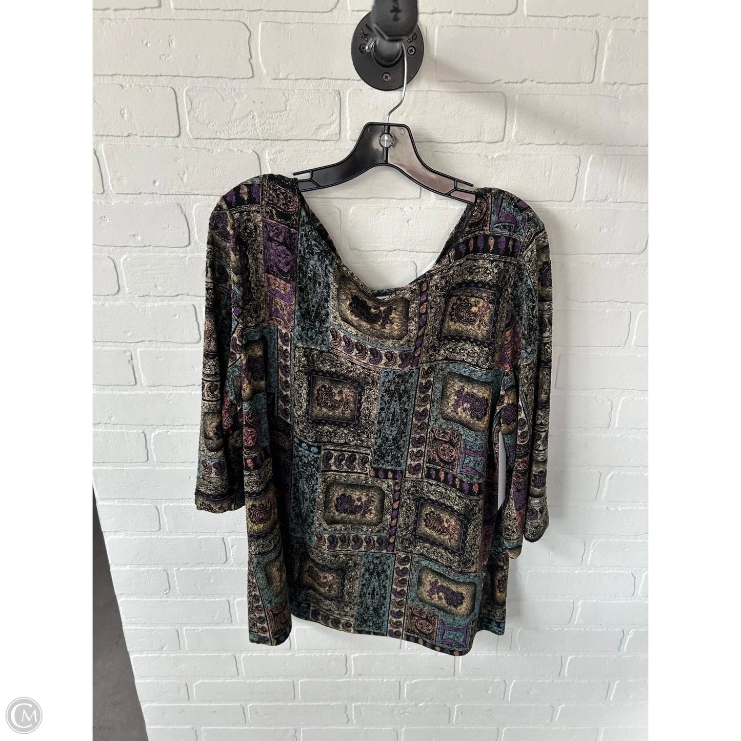 Top 3/4 Sleeve By Clothes Mentor In Black & Brown, Size: 1x