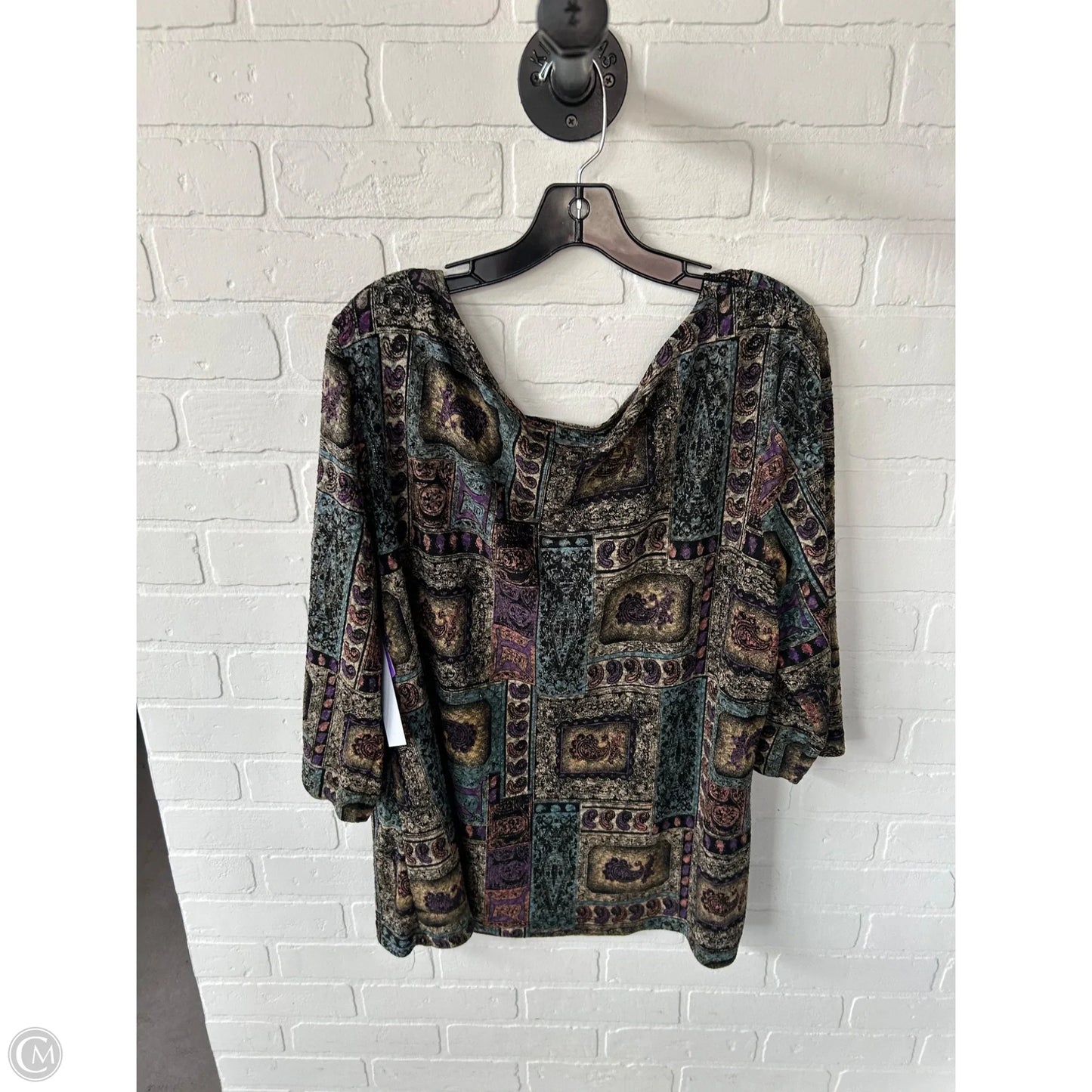 Top 3/4 Sleeve By Clothes Mentor In Black & Brown, Size: 1x