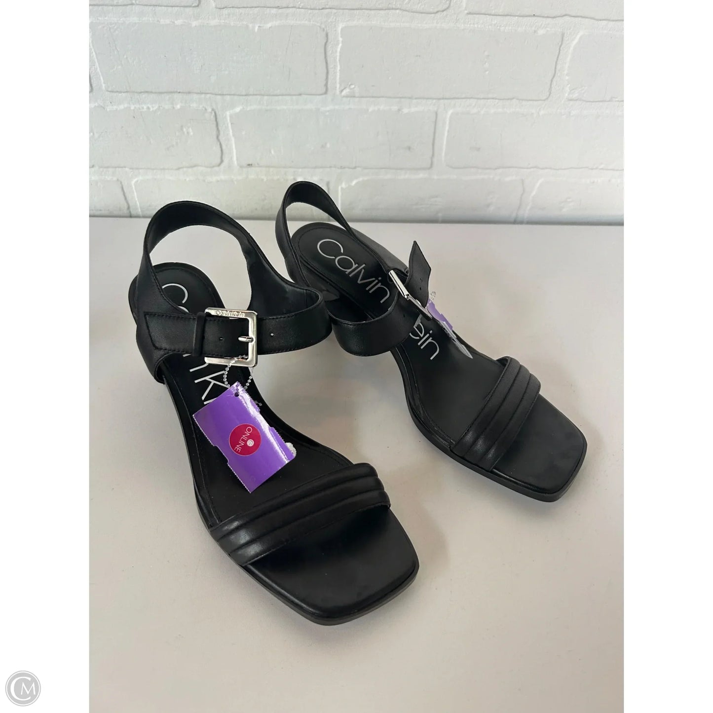 Sandals Heels Block By Calvin Klein In Black, Size: 9.5