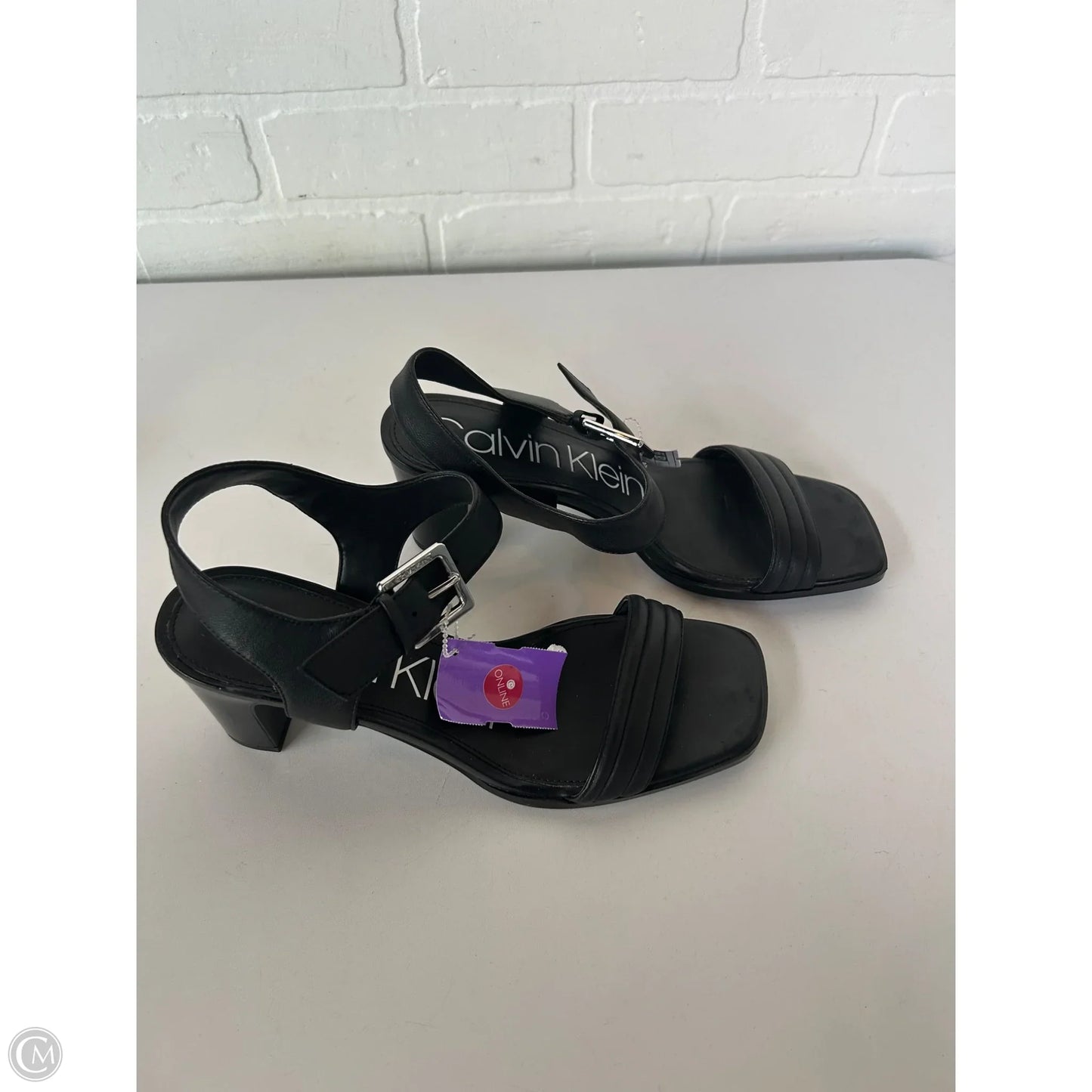 Sandals Heels Block By Calvin Klein In Black, Size: 9.5