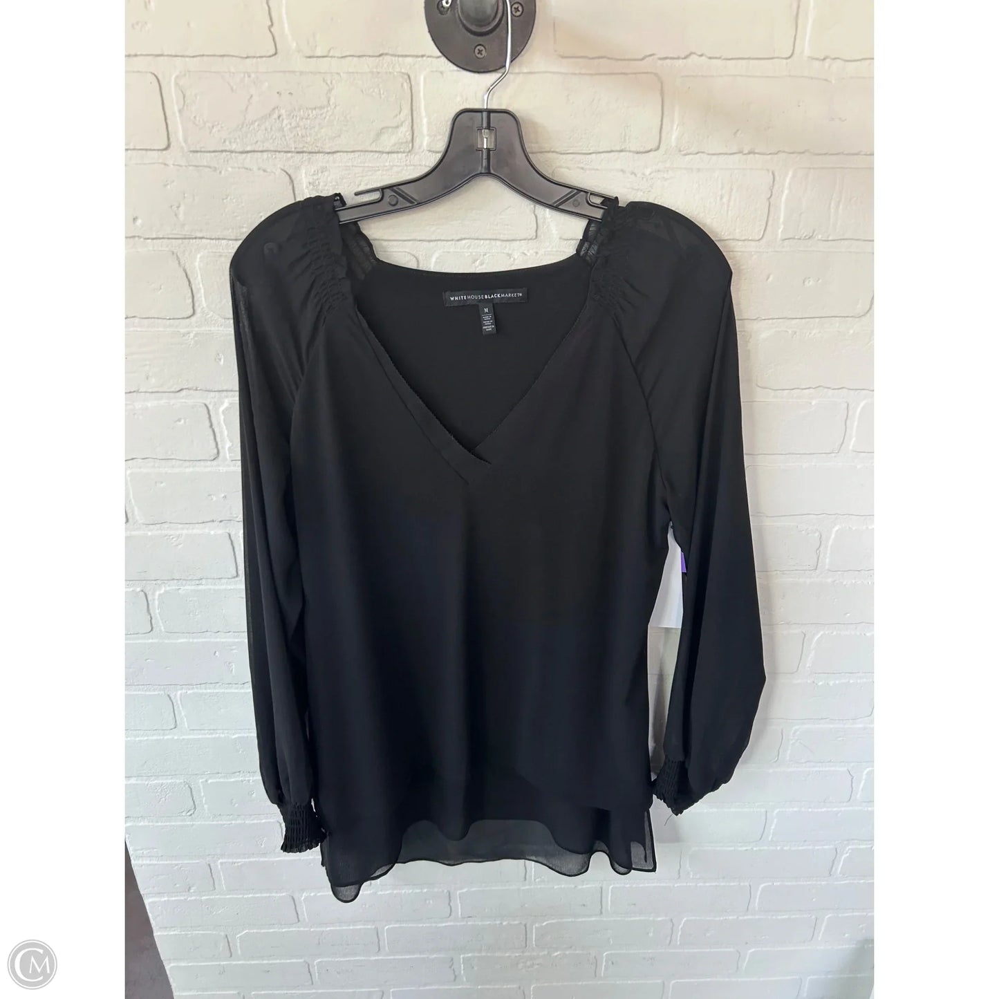 Top Long Sleeve By White House Black Market In Black, Size: M