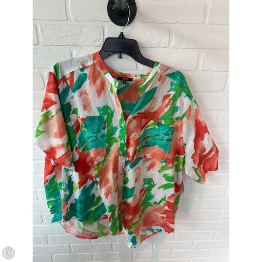 Top Short Sleeve By Not Your Daughters Jeans In Green & Pink, Size: 2x