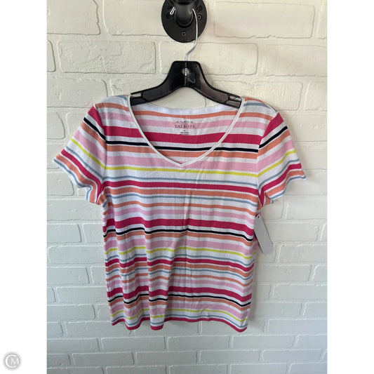 Top Short Sleeve Basic By Talbots In Pink & White, Size: M