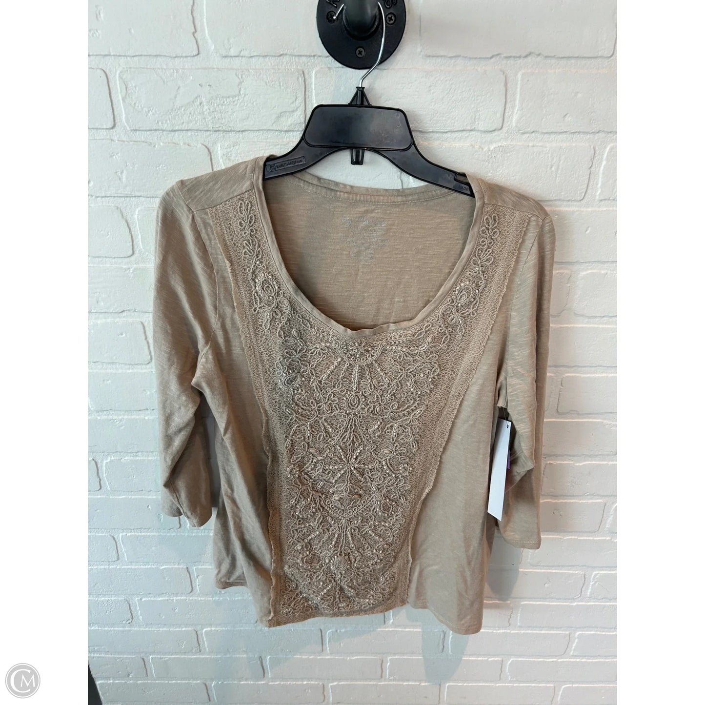 Top Long Sleeve By Chicos In Tan, Size: L