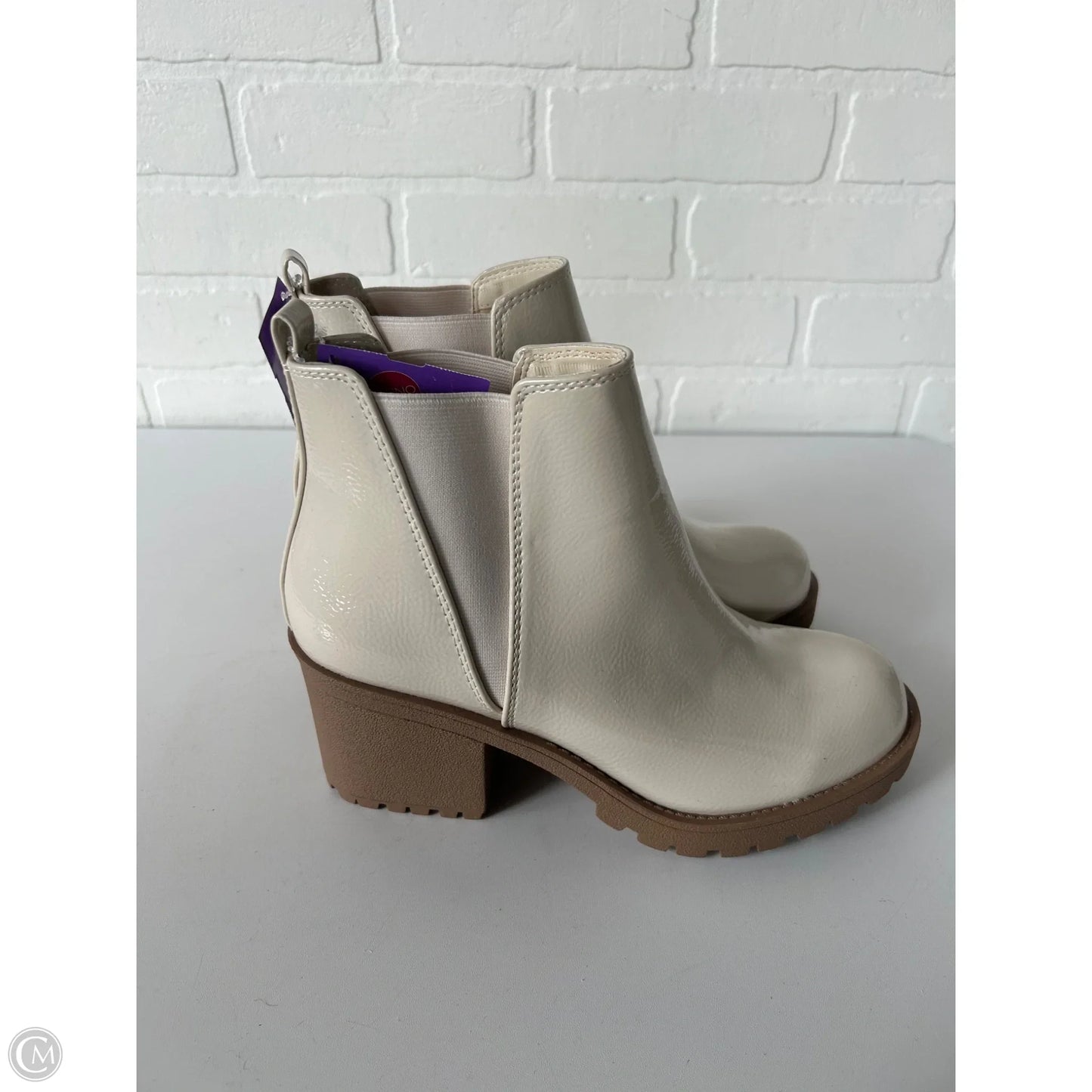 Boots Ankle Heels By Soda In Tan, Size: 9