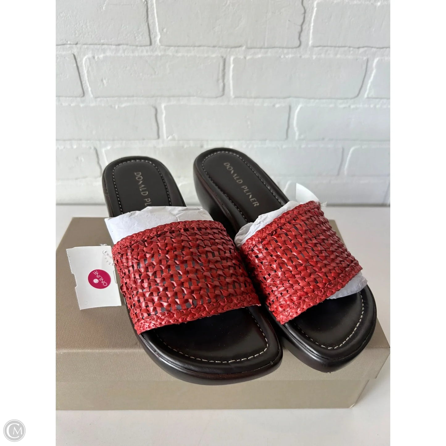 Sandals Heels Wedge By Donald Pliner In Brown & Red, Size: 8