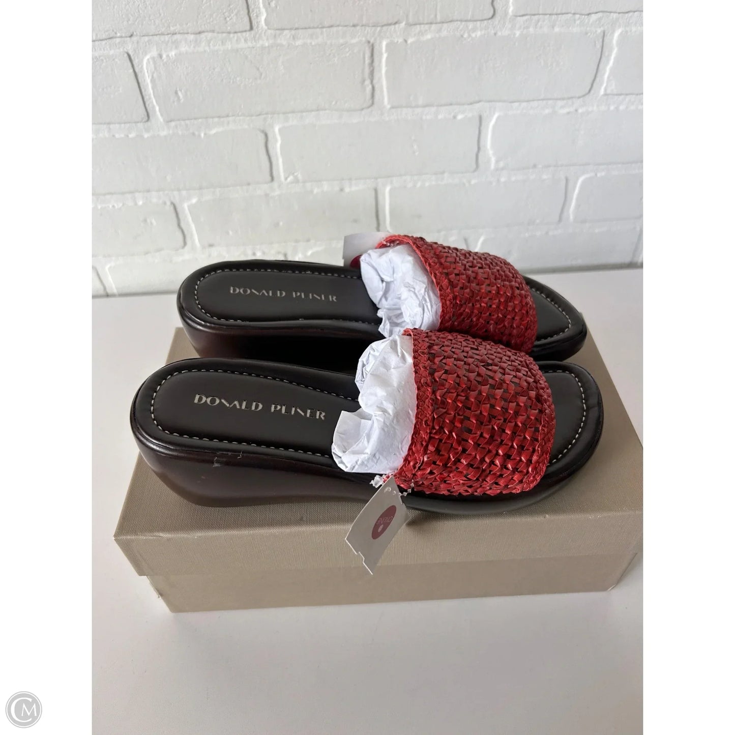 Sandals Heels Wedge By Donald Pliner In Brown & Red, Size: 8