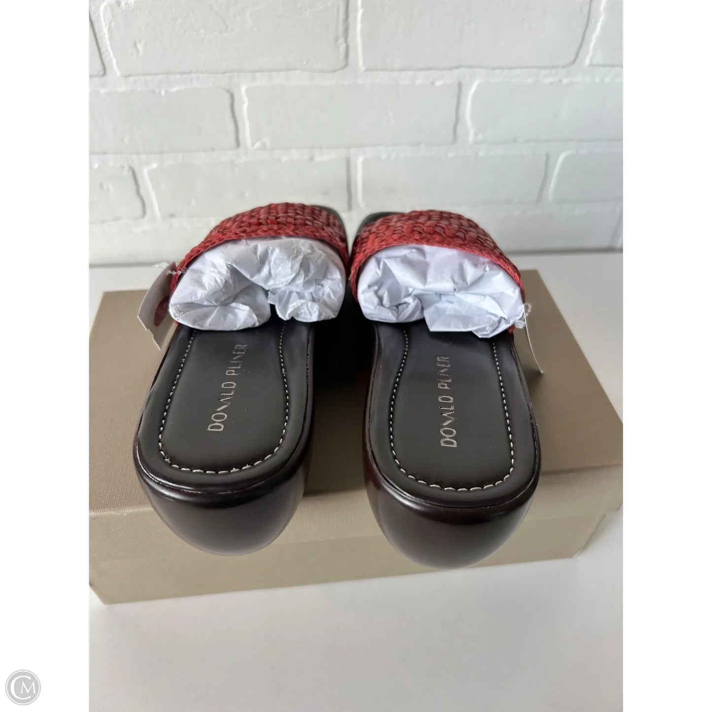 Sandals Heels Wedge By Donald Pliner In Brown & Red, Size: 8