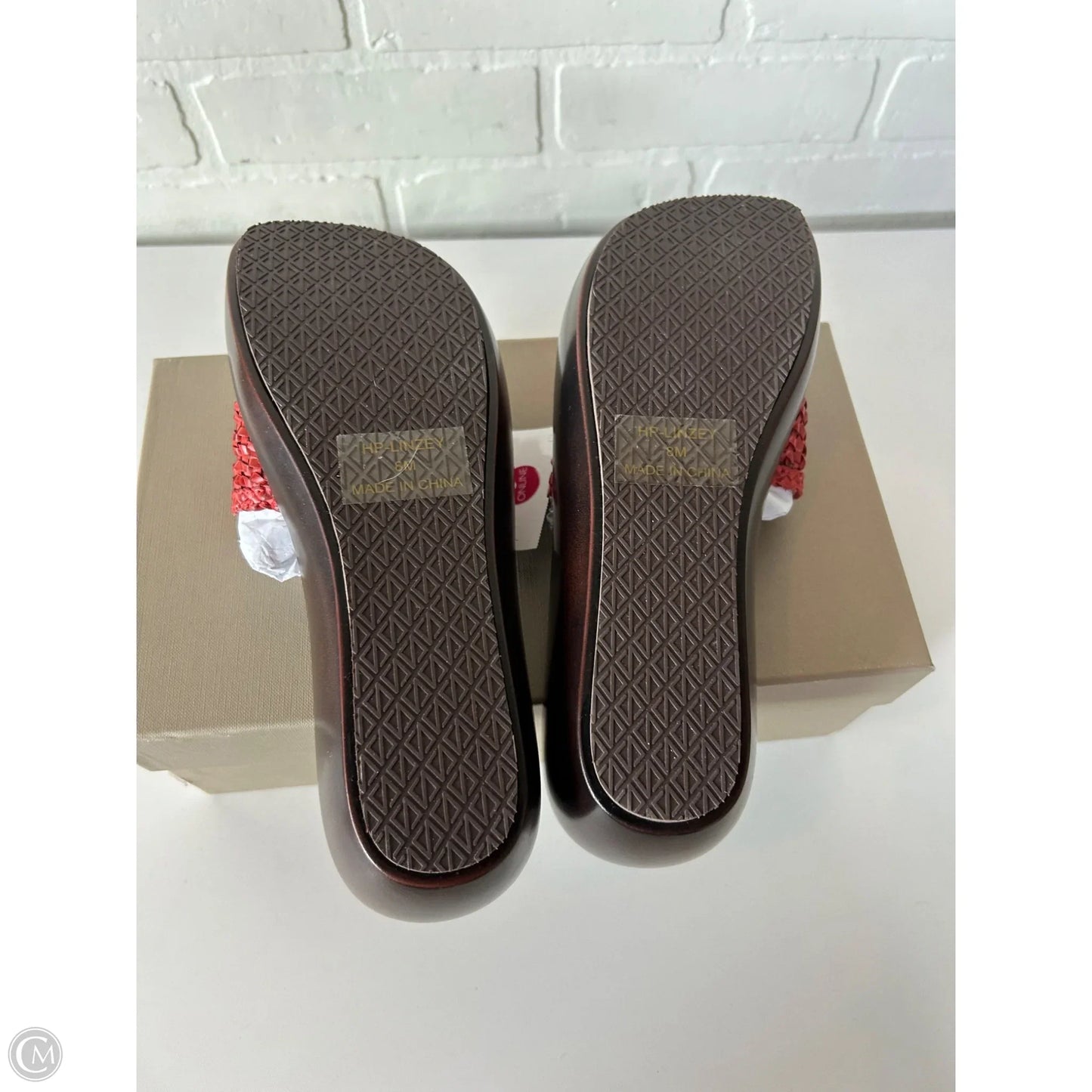 Sandals Heels Wedge By Donald Pliner In Brown & Red, Size: 8