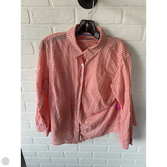 Top Long Sleeve By Talbots In Orange & White, Size: 1x