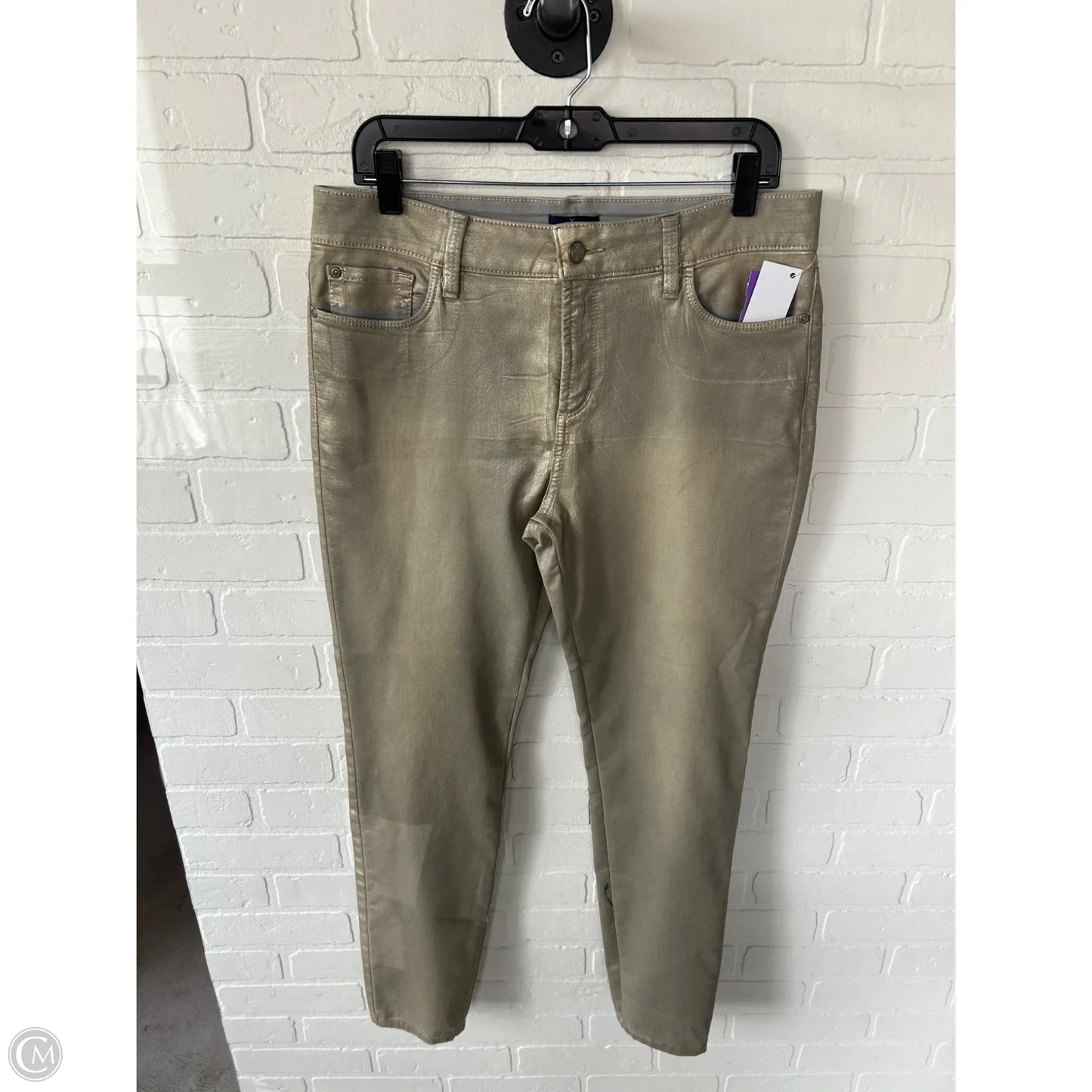 Jeans Straight By Not Your Daughters Jeans In Gold & Grey, Size: 12