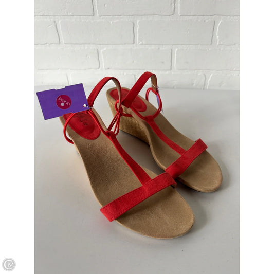 Sandals Heels Block By Style And Company In Red & Tan, Size: 9.5