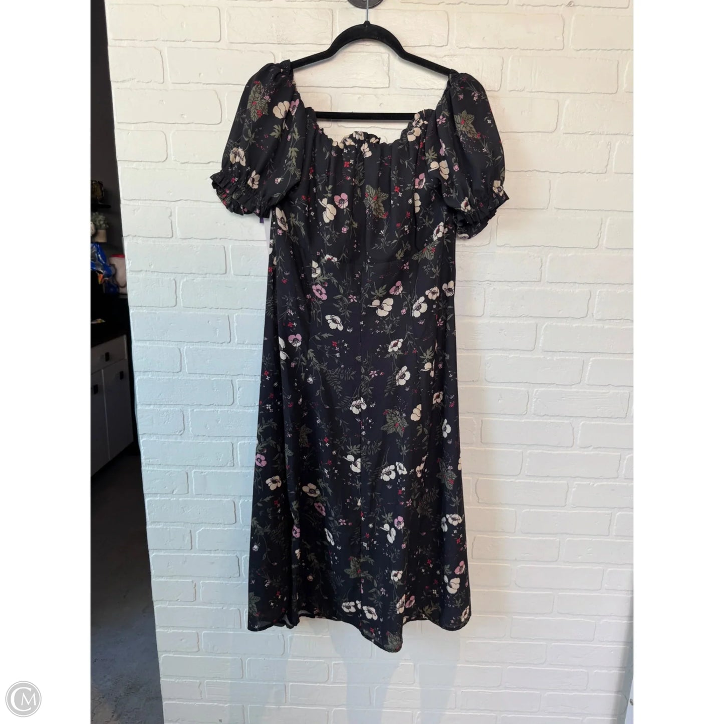 Dress Casual Midi By Chelsea 28 In Black & Green, Size: Xl