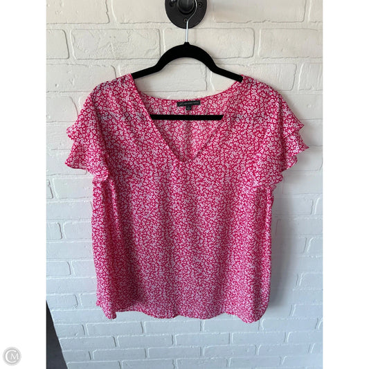 Top Short Sleeve By Adrianna Papell In Pink & White, Size: 1x
