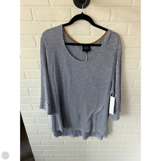 Top Long Sleeve By W5 In Blue & White, Size: 3x