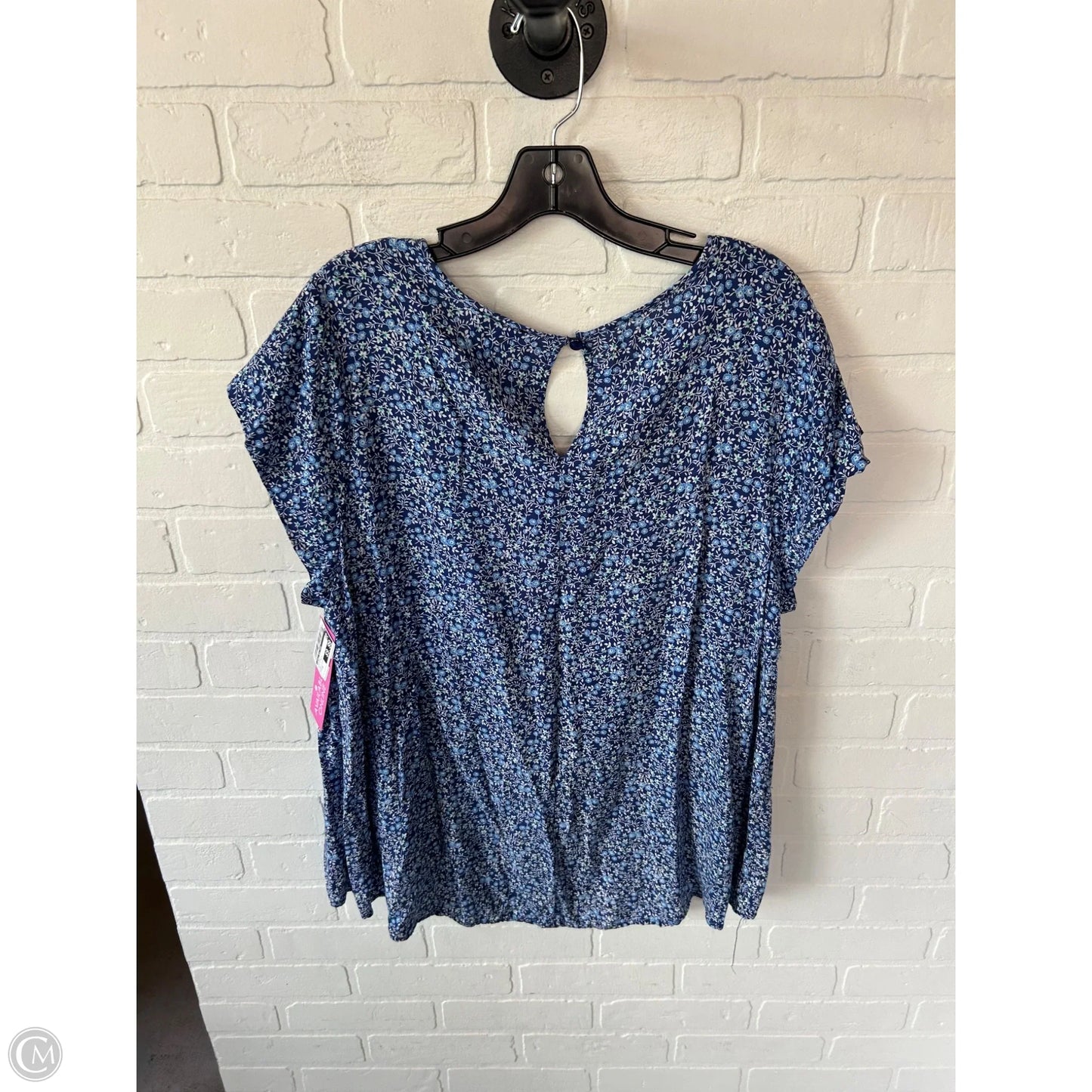 Top Short Sleeve By Jones New York In Blue & White, Size: 1x