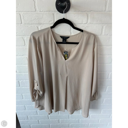Top Long Sleeve By Investments In Tan, Size: 1x