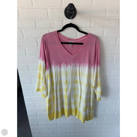 Top Long Sleeve By Logo In Pink & Yellow, Size: Xl