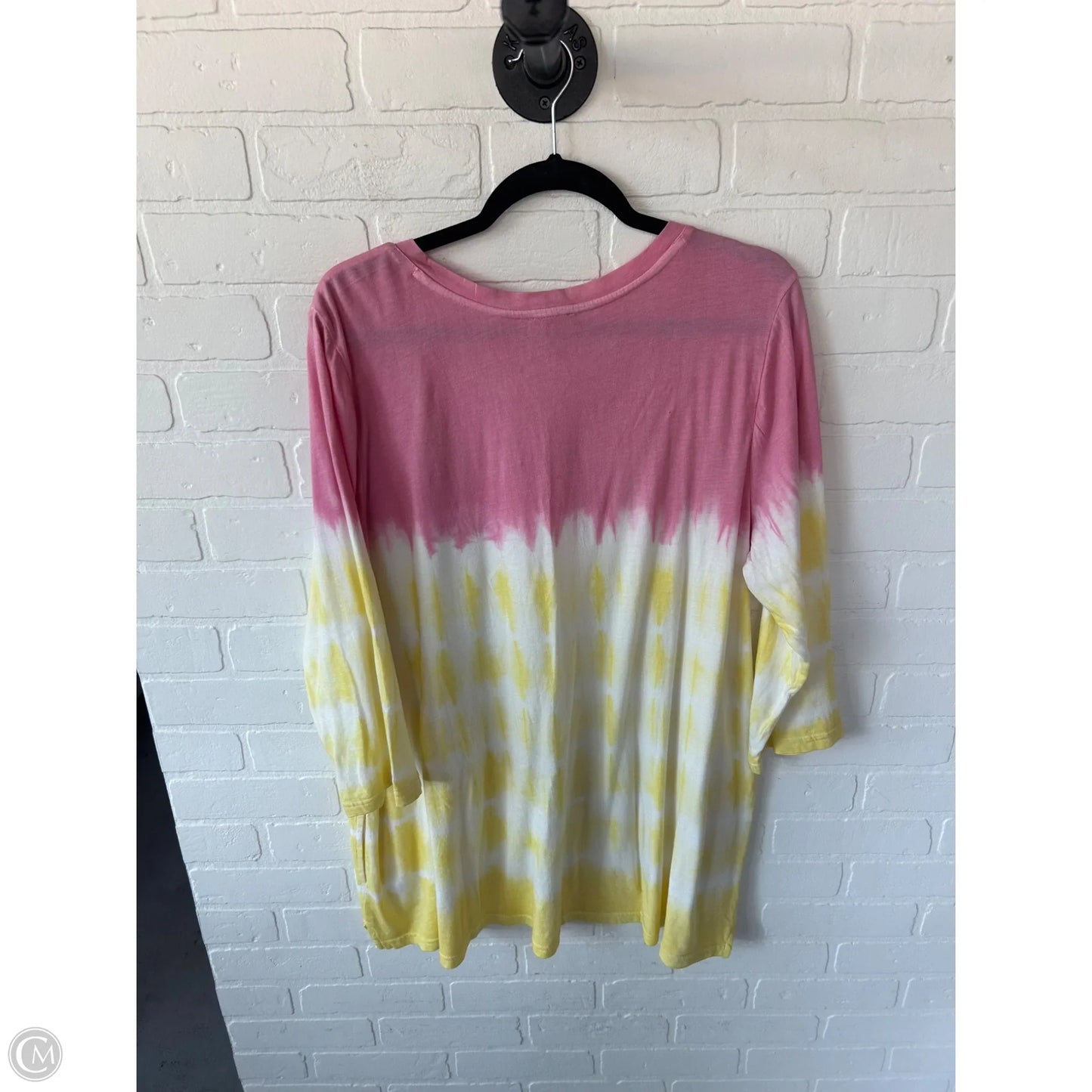 Top Long Sleeve By Logo In Pink & Yellow, Size: Xl