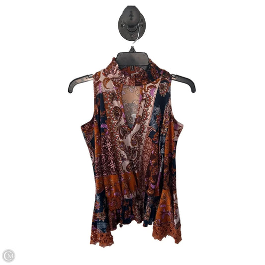 Top Long Sleeve By Venus In Brown & Orange, Size: S