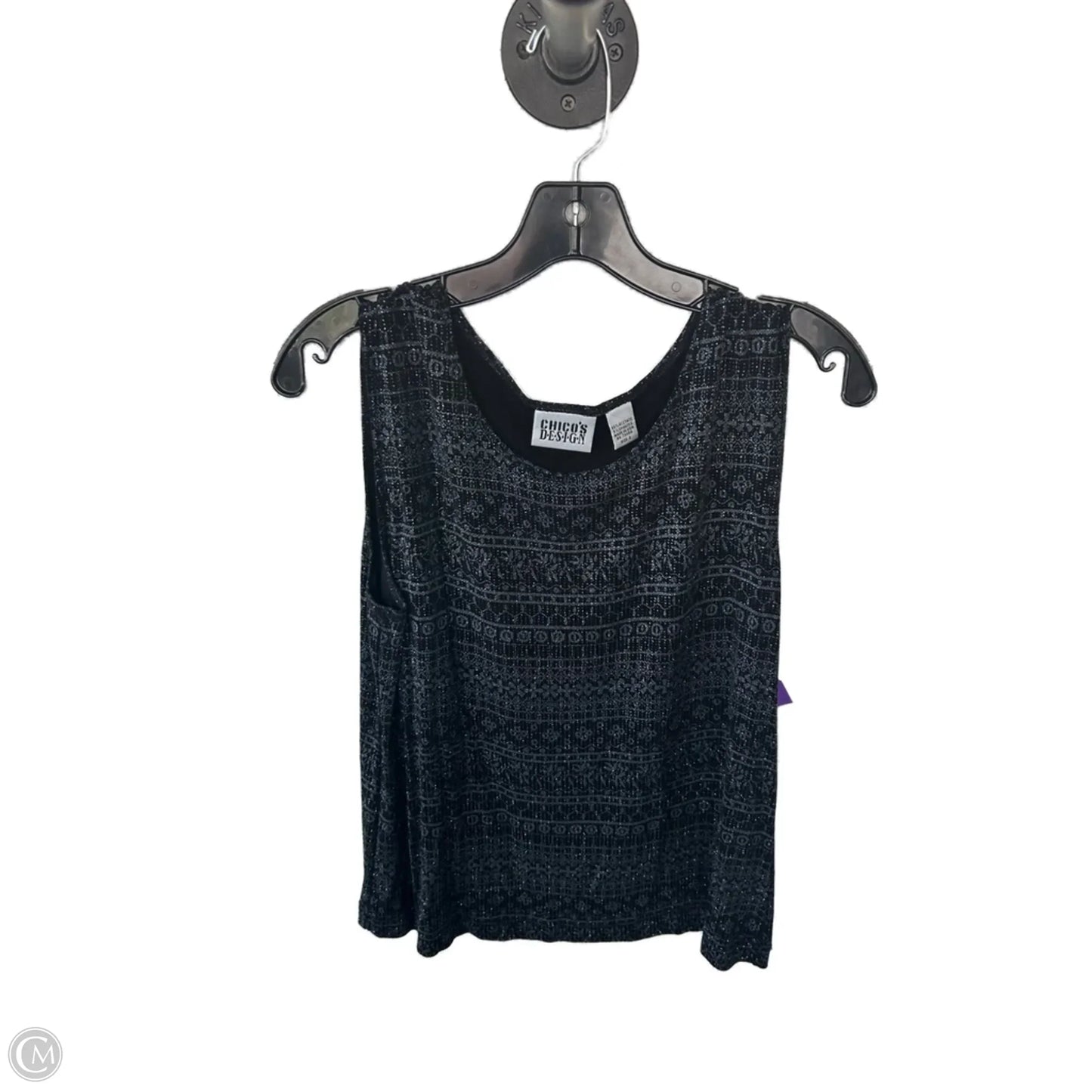 Top Sleeveless By Chicos In Black & Blue, Size: L