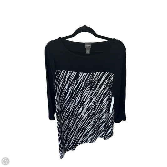 Top 3/4 Sleeve By Chicos In Black & Cream, Size: M