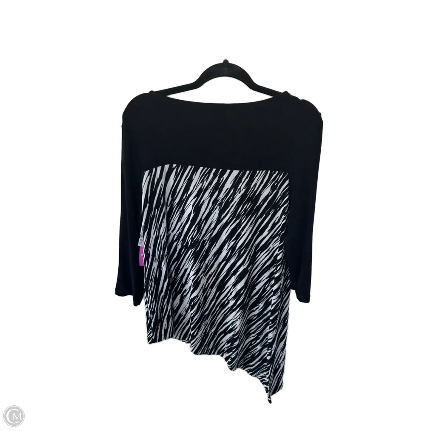 Top 3/4 Sleeve By Chicos In Black & Cream, Size: M