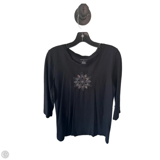Top 3/4 Sleeve Basic By Christopher And Banks In Black, Size: M