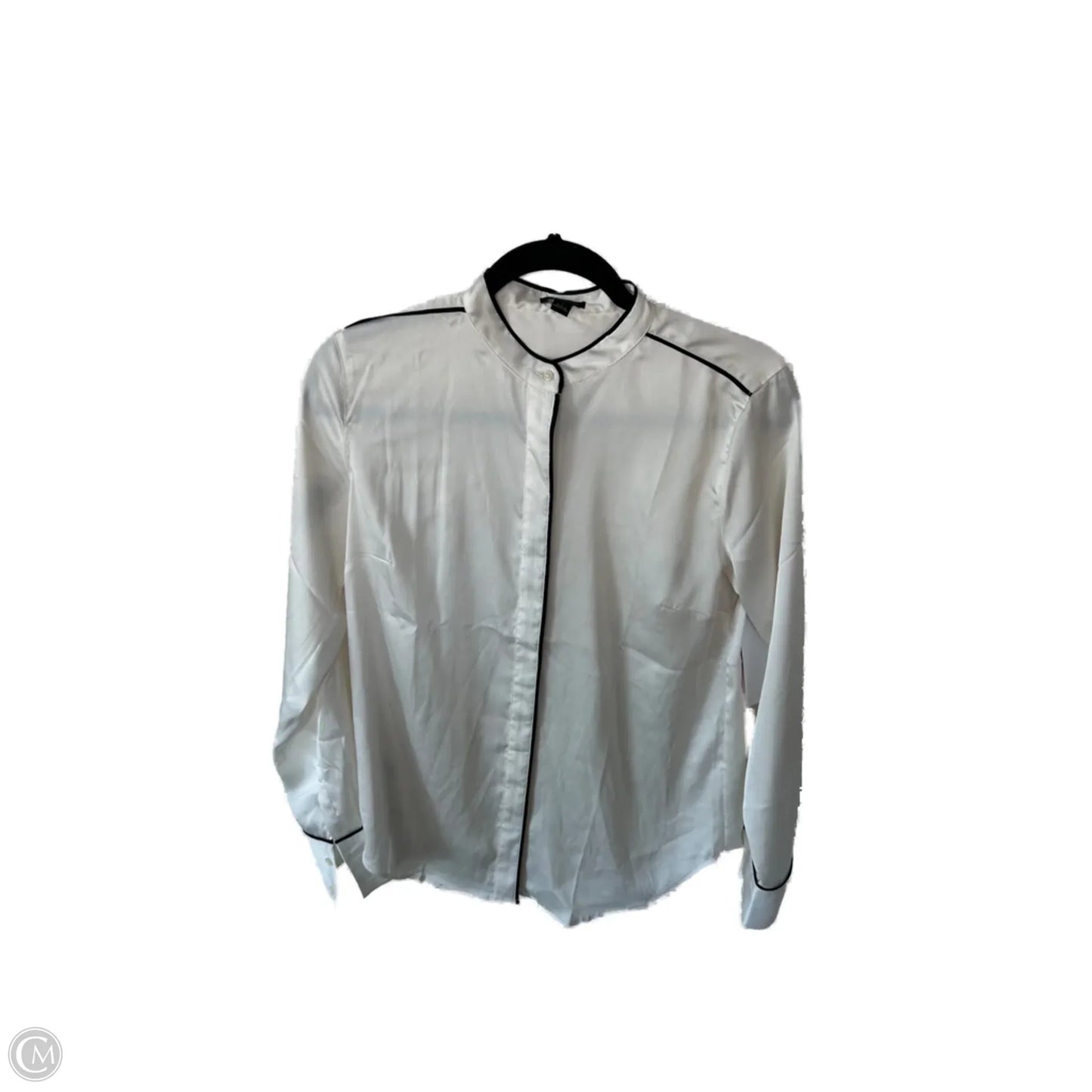 Top Long Sleeve By Ann Taylor In Black & Cream, Size: S