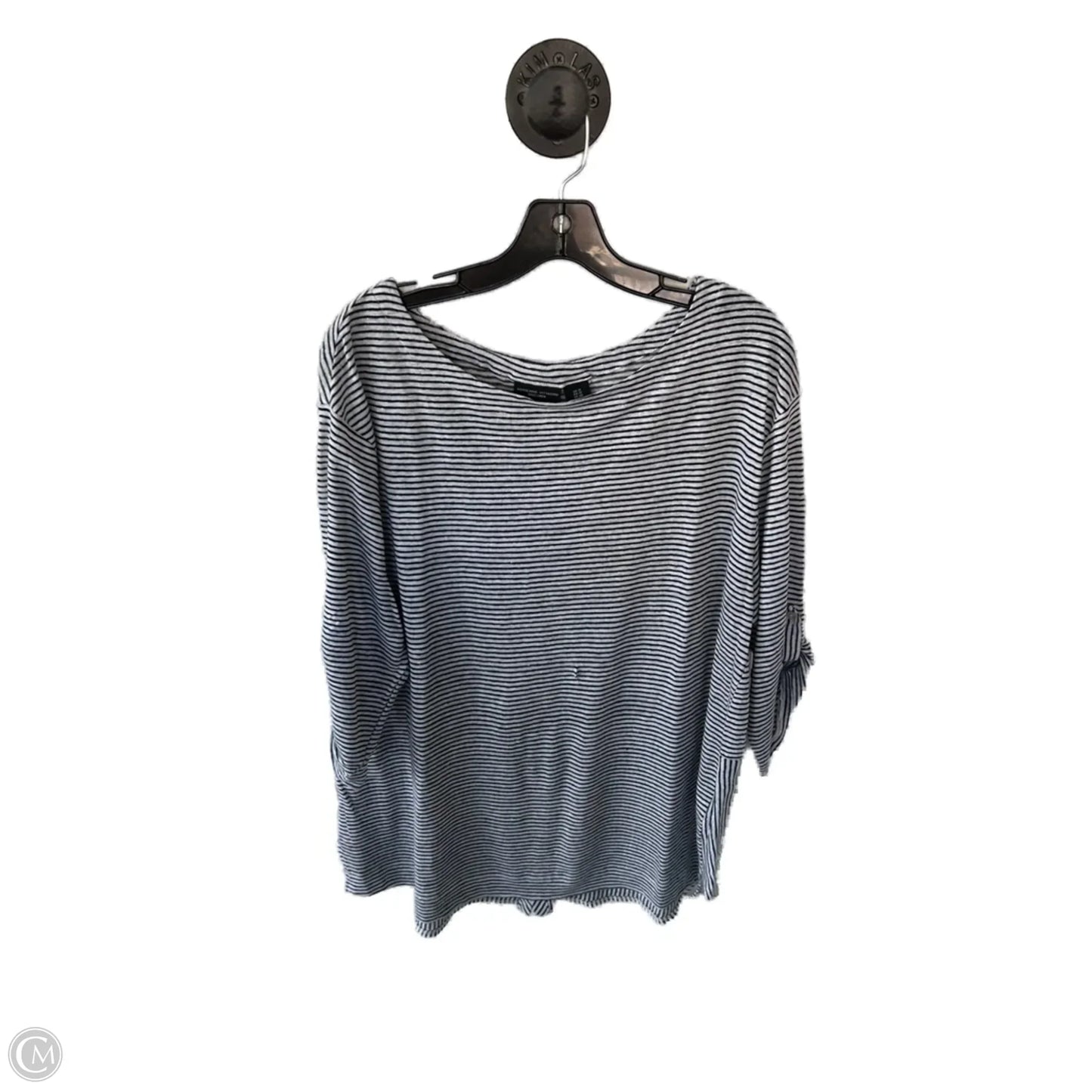 Top 3/4 Sleeve By Adrienne Vittadini In Black & White, Size: 1x