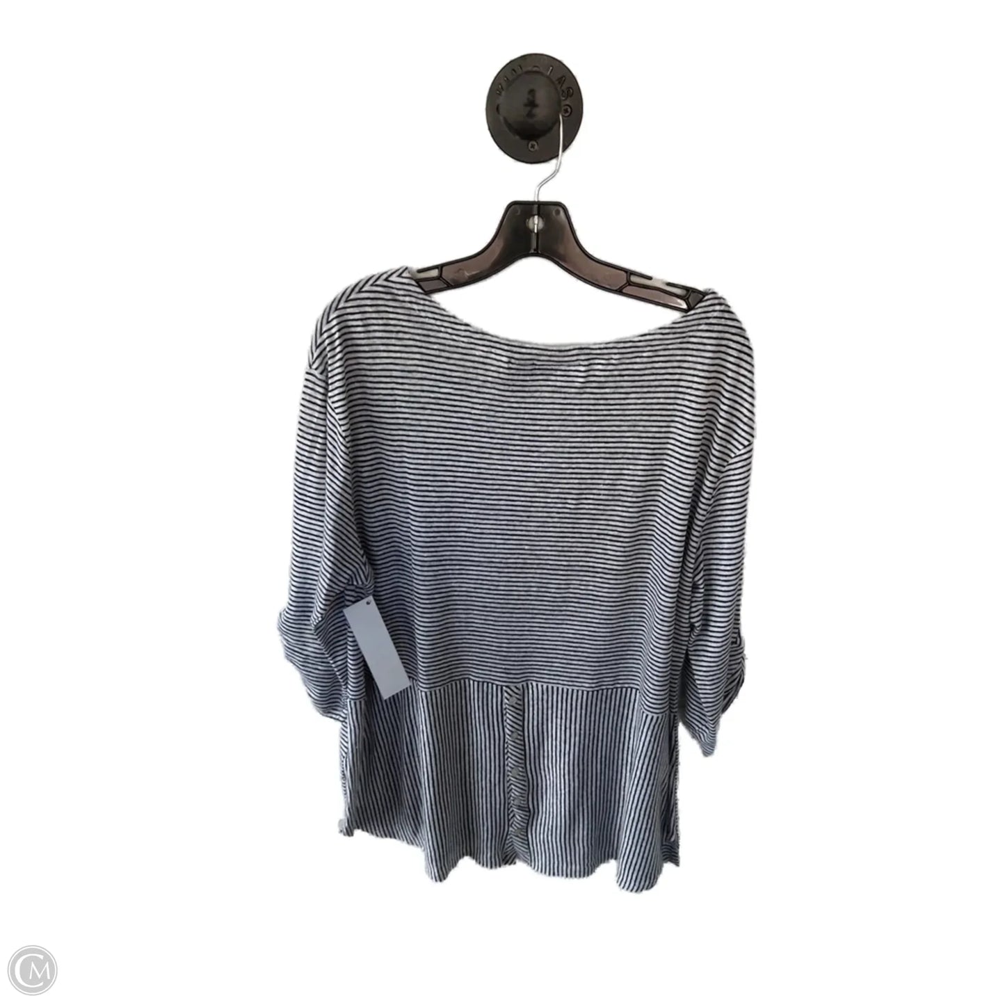 Top 3/4 Sleeve By Adrienne Vittadini In Black & White, Size: 1x